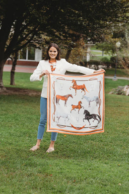 Carson Kressley x Janet Crawford Equestrian Silk Scarf - Orange
