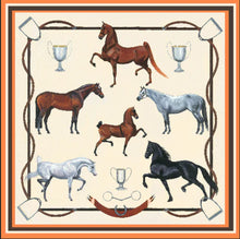 Load image into Gallery viewer, Carson Kressley x Janet Crawford Equestrian Silk Scarf - Orange